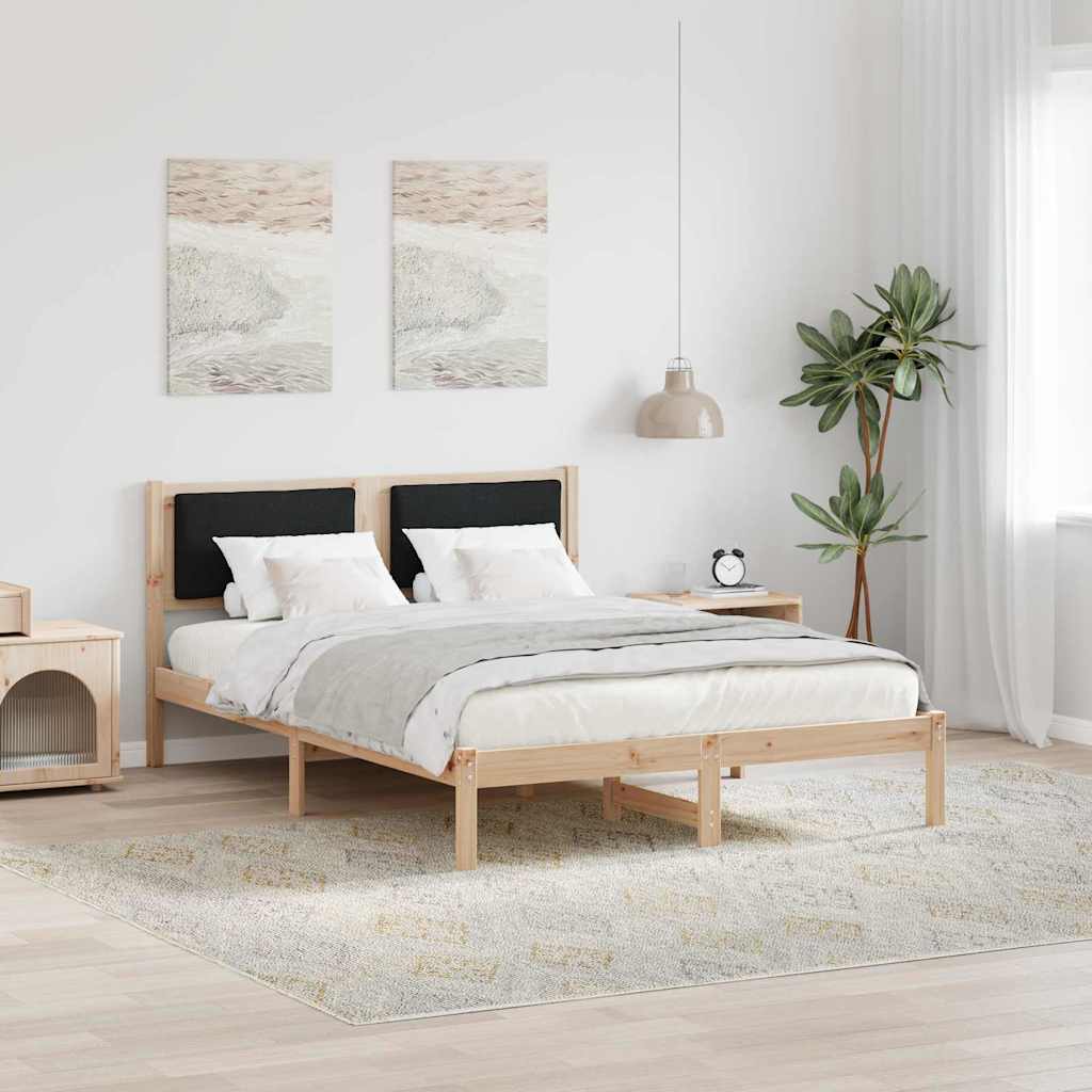 Krevetna konstrukcija Crna 140 x 200 cm Čvrsto borovo drvo