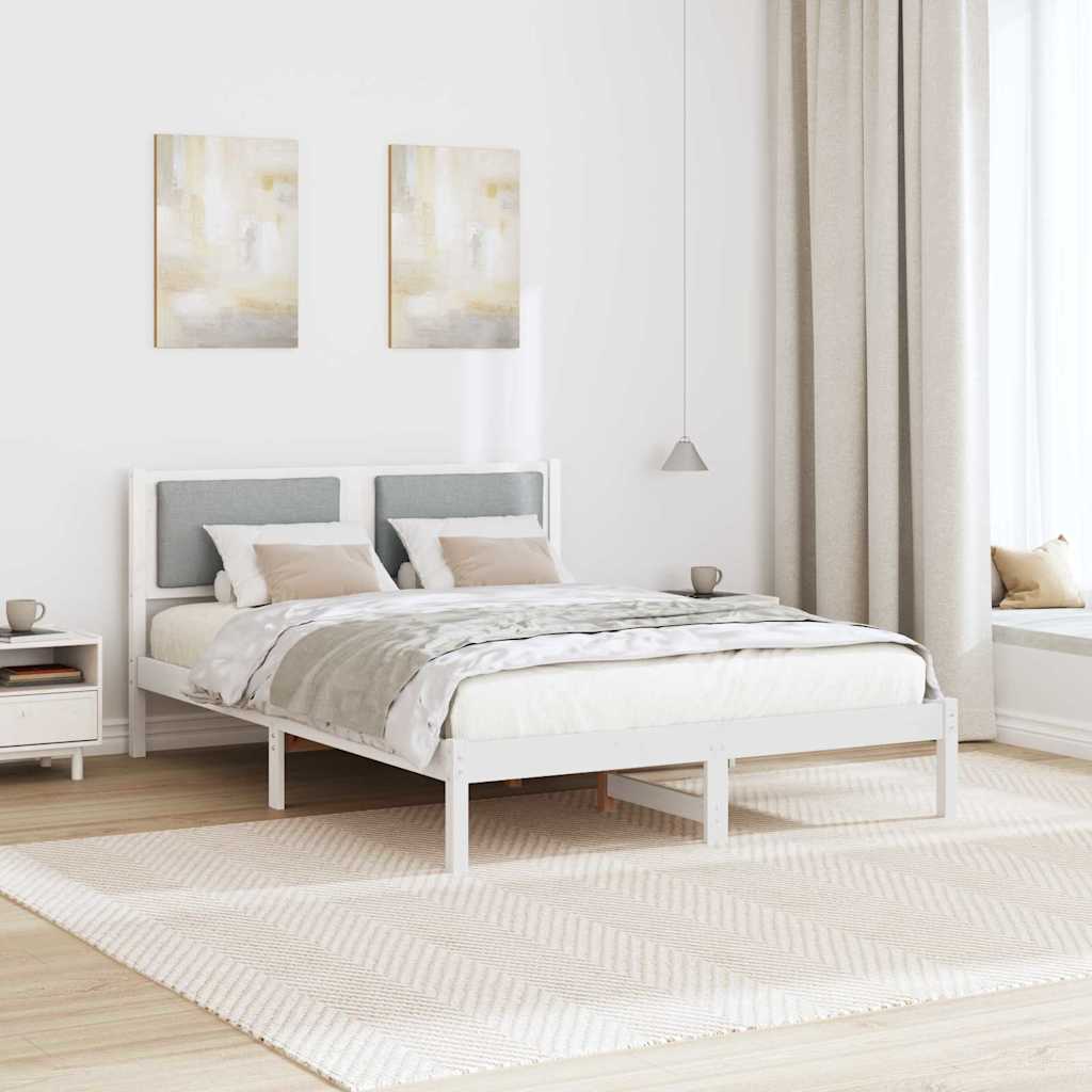 Krevetna konstrukcija s uzglavljem Svijetlo siva 135 x 190 cm
