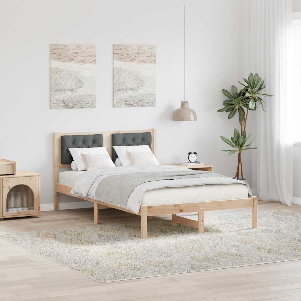 Krevetna konstrukcija s uzglavljem Tamno siva 135 x 190 cm