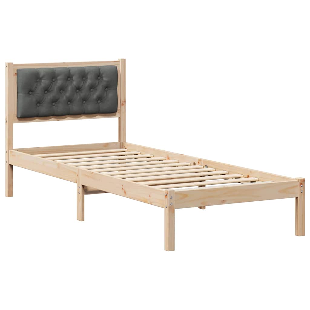 Krevetna konstrukcija Tamno siva 75 x 190 cm Čvrsto borovo drvo