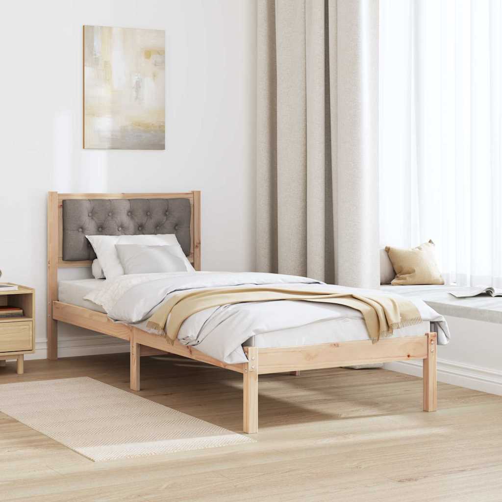 Krevetna konstrukcija Sivo-smeđa 75 x 190 cm Čvrsto borovo drvo