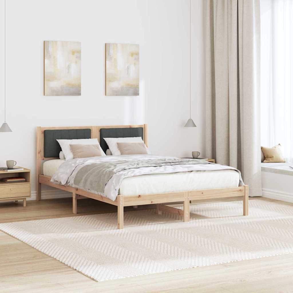 Krevetni okvir s tapiciranim uzglavljem Tamno siva 135 x 190 cm