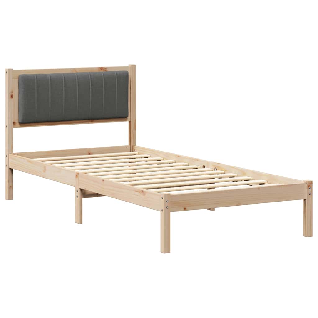 Krevetni okvir s tapiciranim uzglavljem Tamno siva 90 x 200 cm