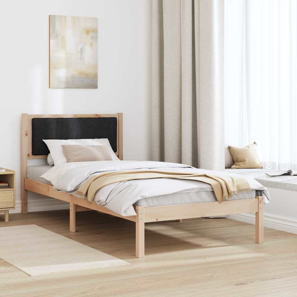 Krevetni okvir s tapiciranim uzglavljem Crna 90 x 200 cm