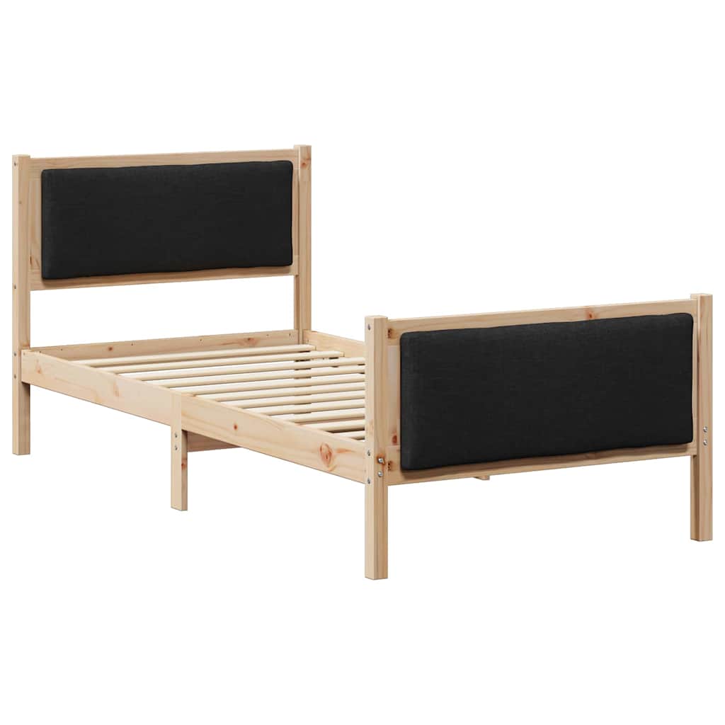 Krevetna konstrukcija s uzglavljem Crna 100 x 200 cm tkanina