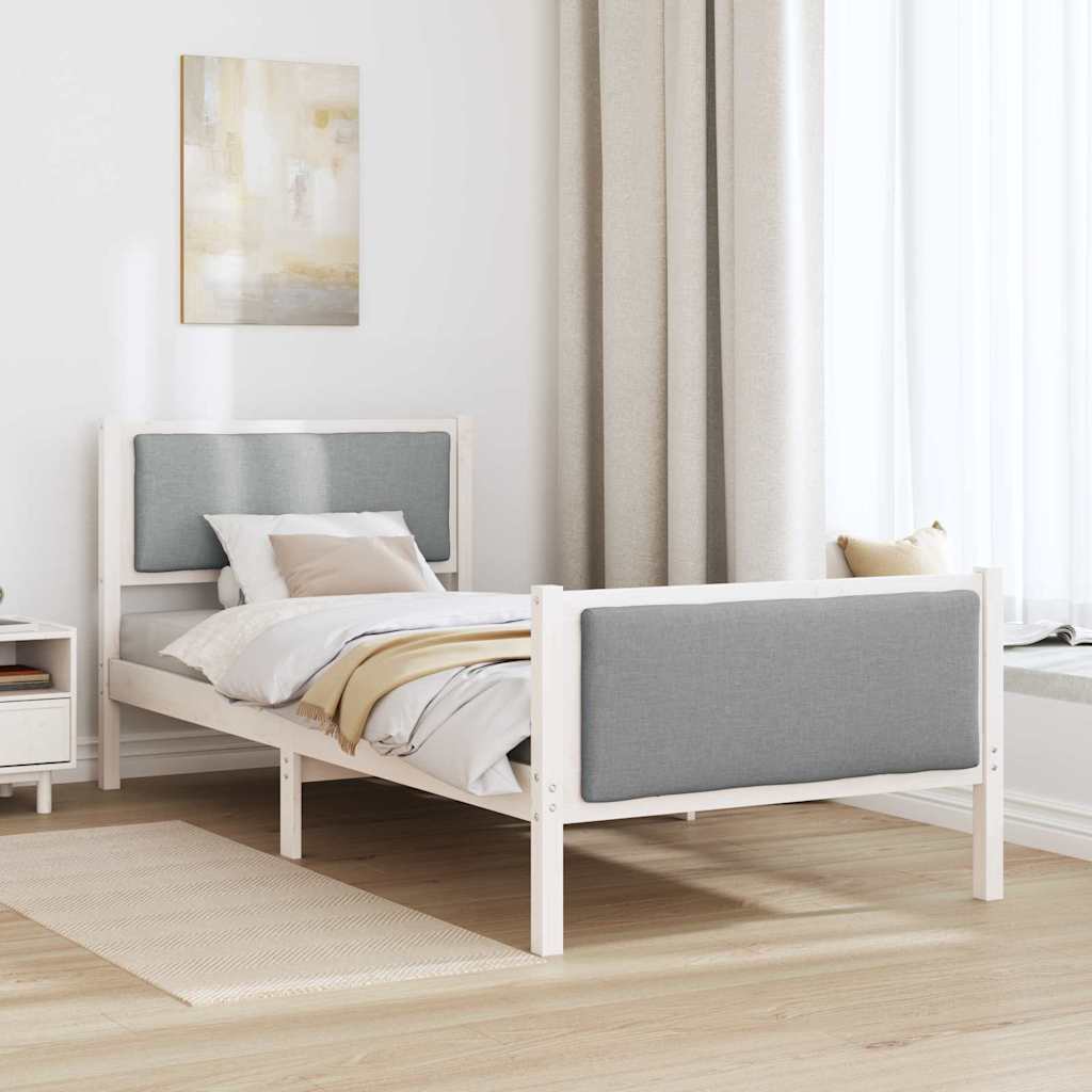 Krevetna konstrukcija Svijetlo siva 100 x 200 cm tkanina