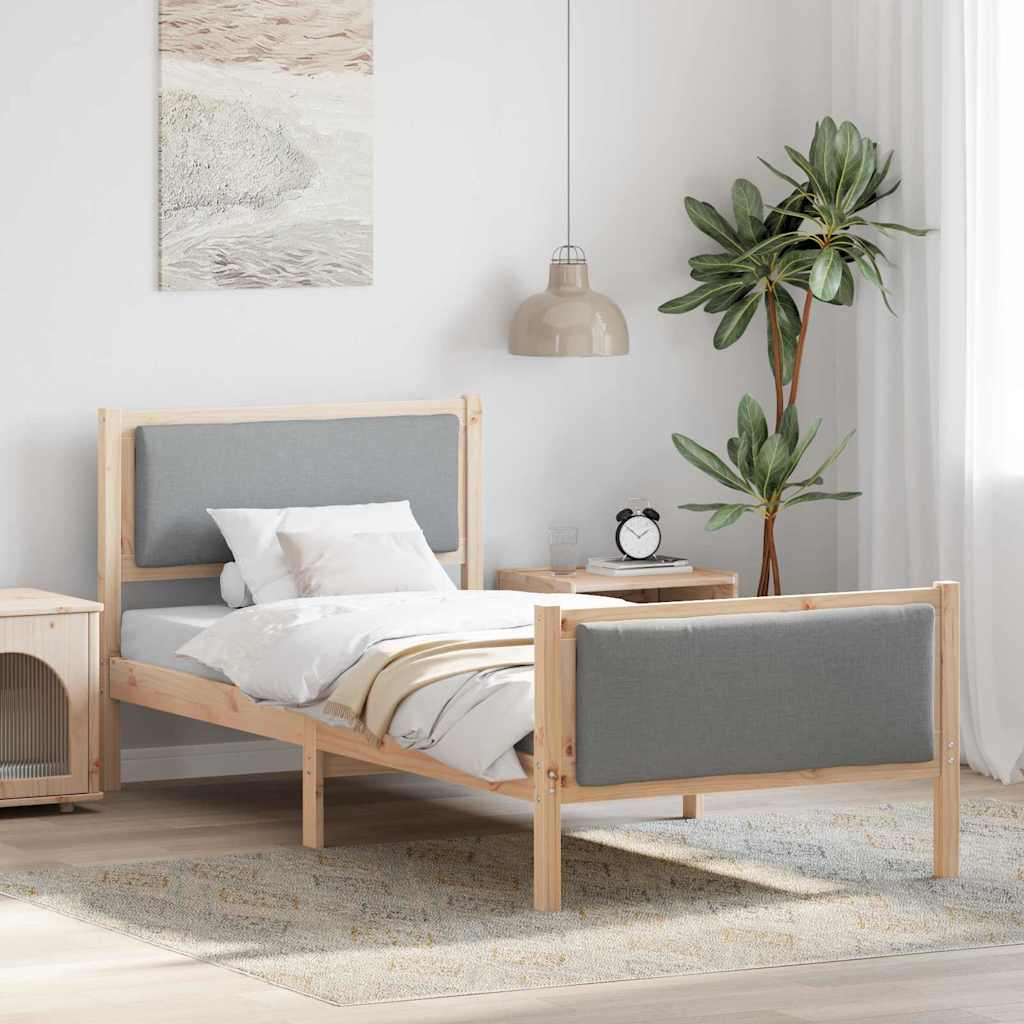 Krevetna konstrukcija Svijetlo siva 90 x 200 cm tkanina