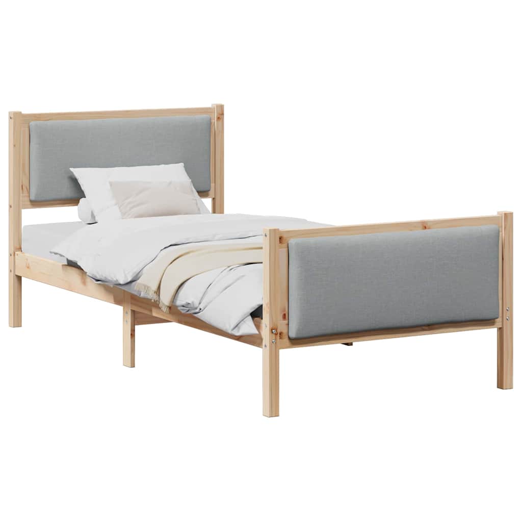 Krevetna konstrukcija Svijetlo siva 90 x 200 cm tkanina