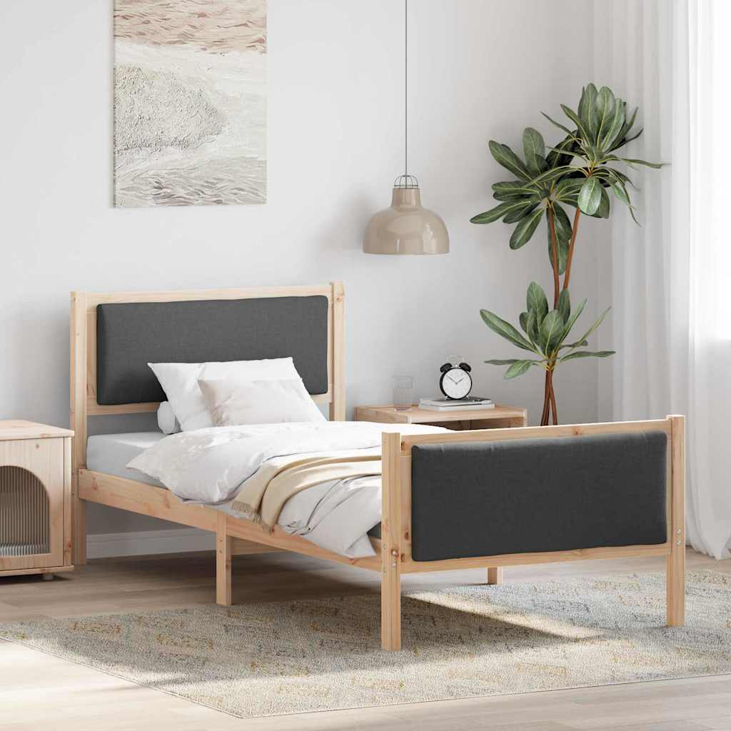 Krevetna konstrukcija Tamno siva 90 x 200 cm tkanina
