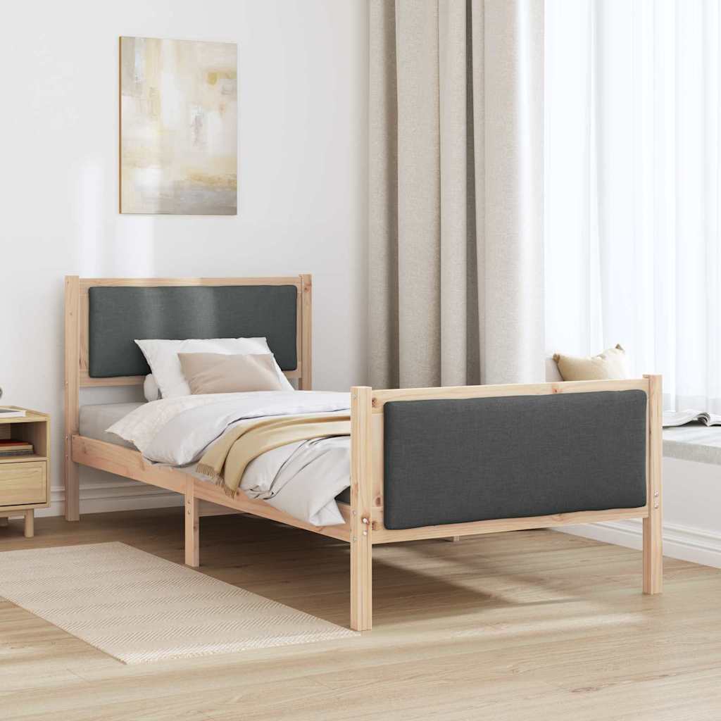 Krevetna konstrukcija Tamno siva 90 x 200 cm tkanina