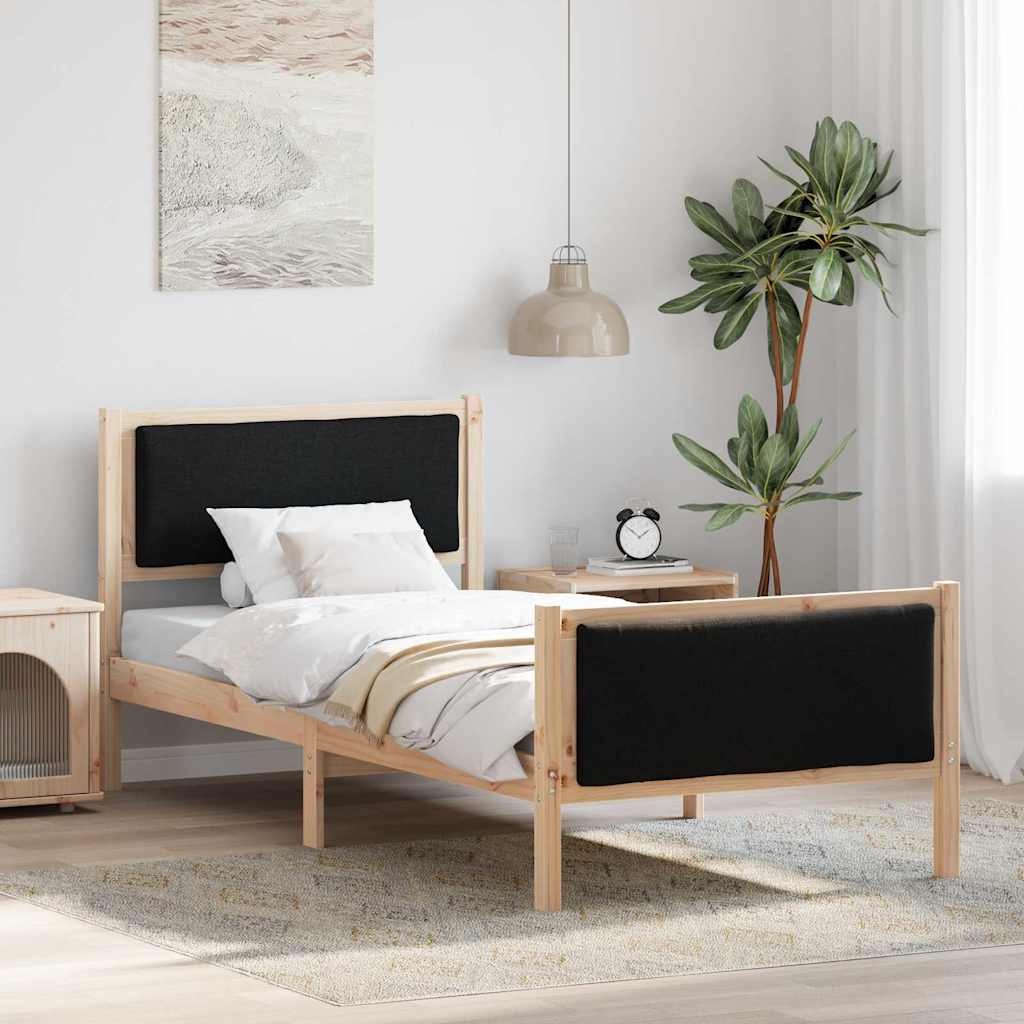Krevetna konstrukcija s uzglavljem Crna 90 x 200 cm tkanina
