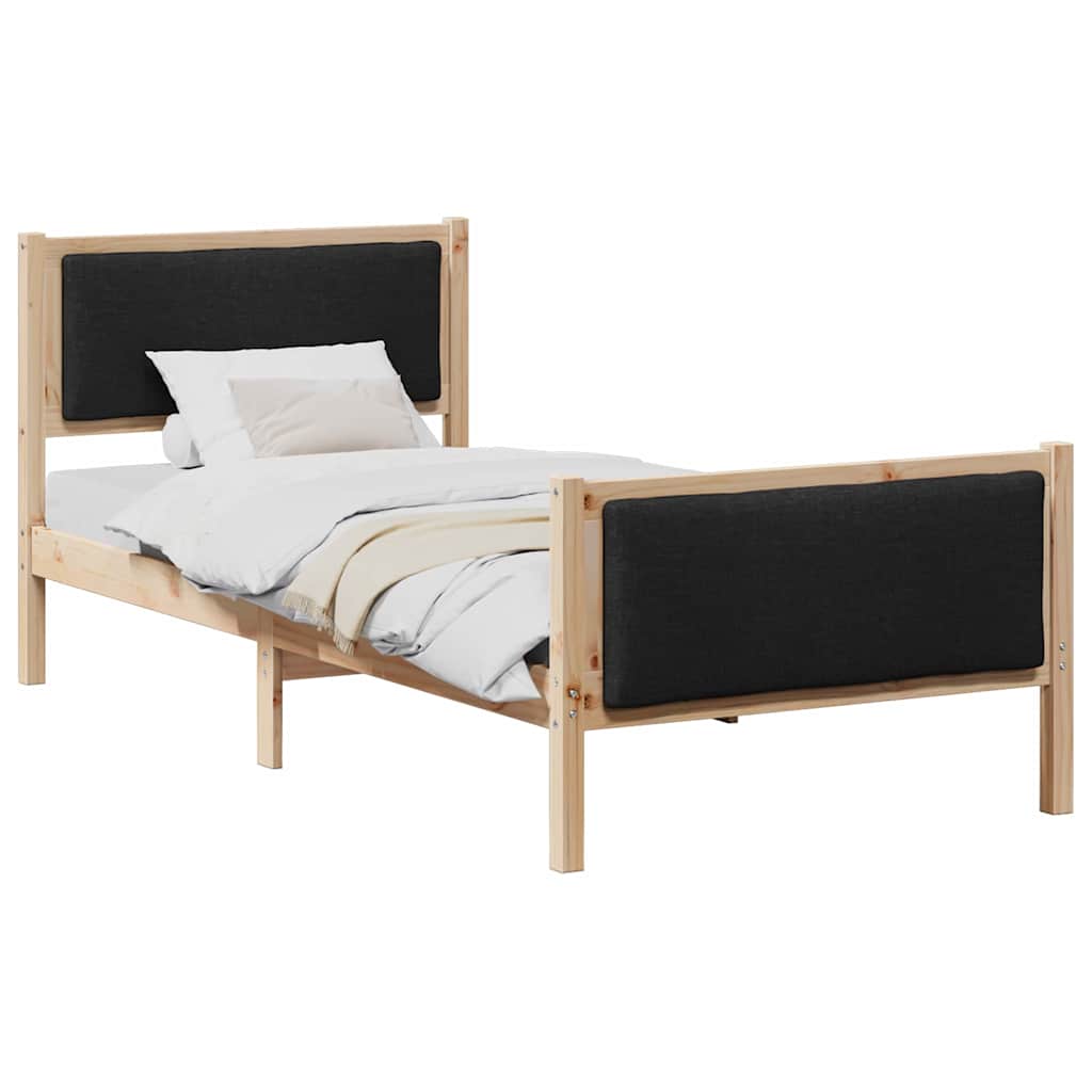 Krevetna konstrukcija s uzglavljem Crna 90 x 200 cm tkanina