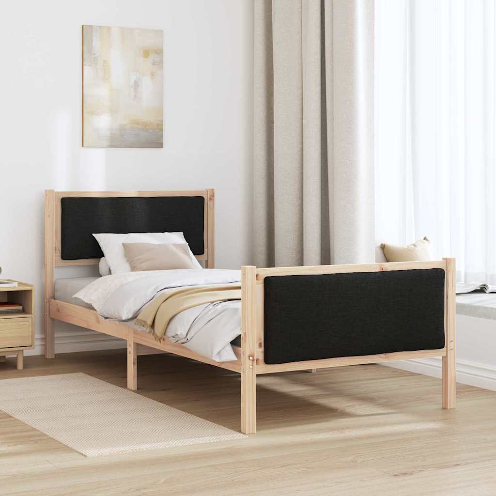 Krevetna konstrukcija s uzglavljem Crna 90 x 190 cm tkanina