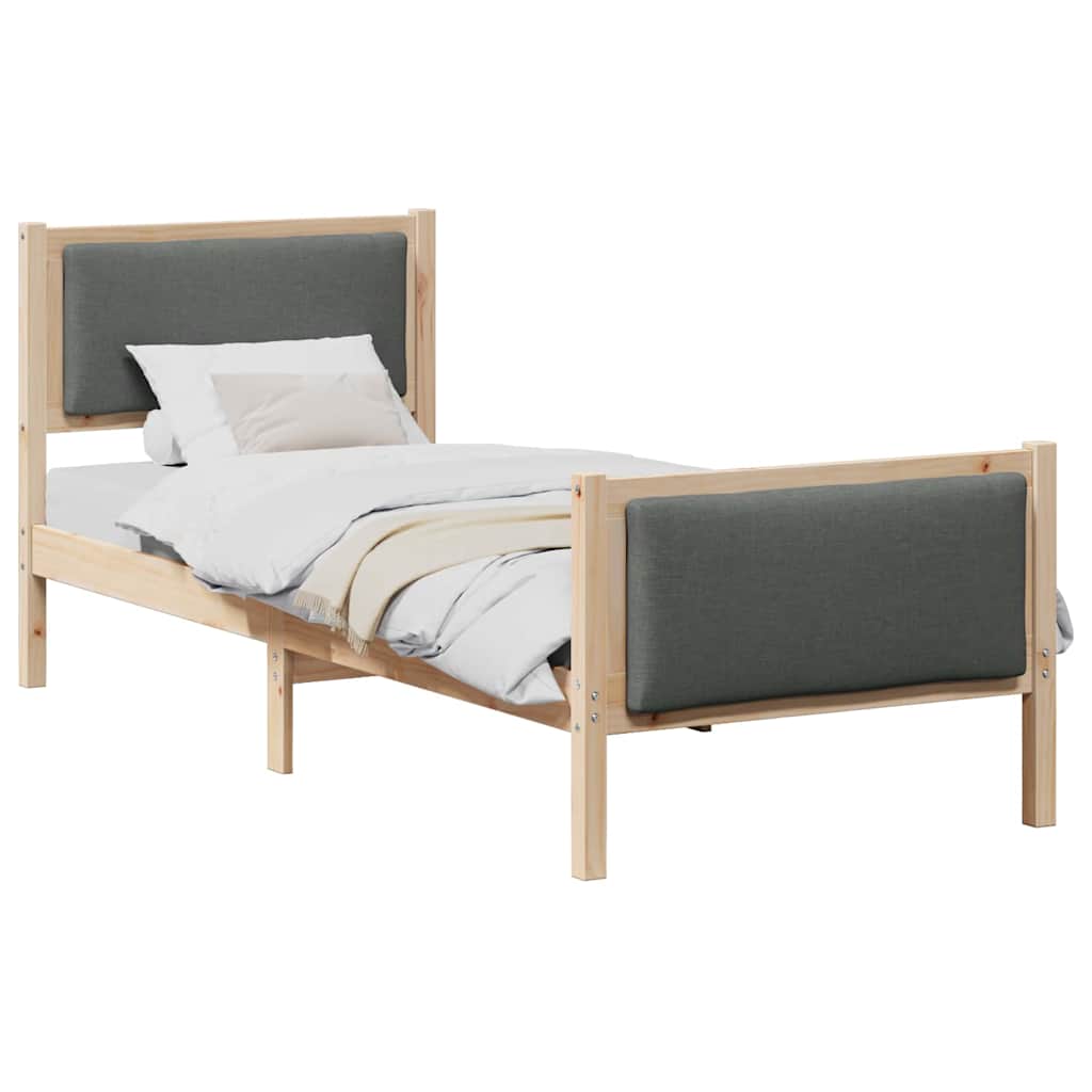 Krevetna konstrukcija Tamno siva 75 x 190 cm tkanina
