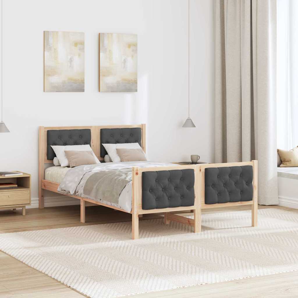 Krevetna konstrukcija s uzglavljem Tamno siva 135 x 190 cm