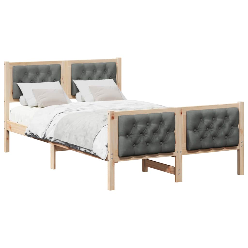 Krevetna konstrukcija s uzglavljem Tamno siva 135 x 190 cm