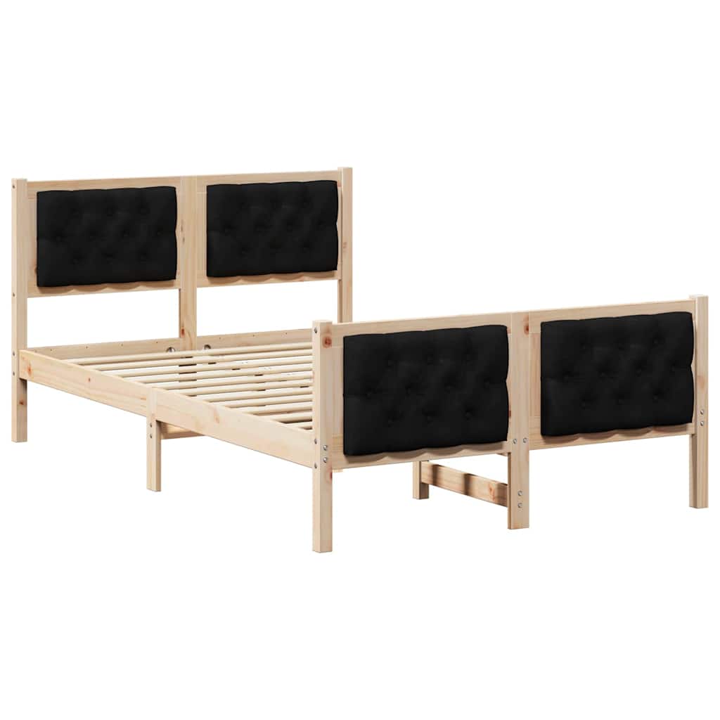 Krevetna konstrukcija Crna 135 x 190 cm Čvrsto borovo drvo