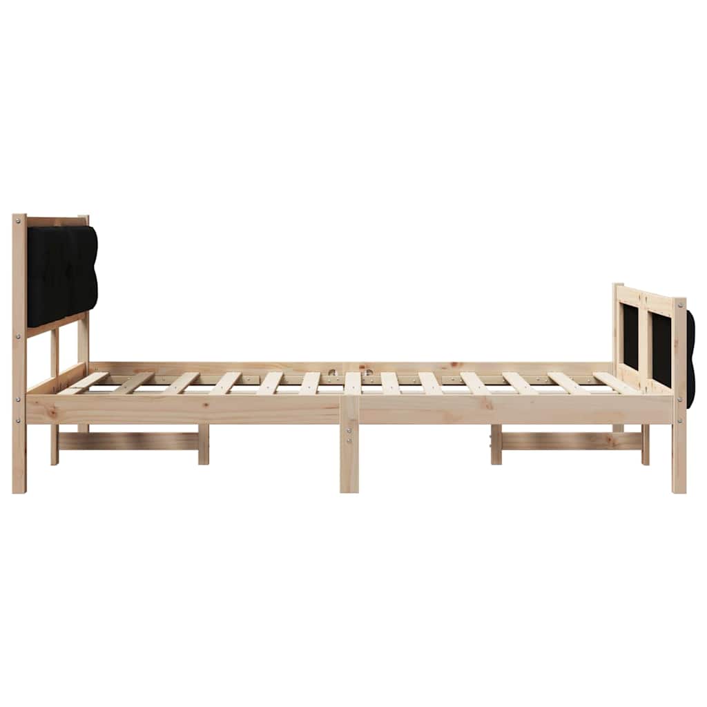 Krevetna konstrukcija Crna 135 x 190 cm Čvrsto borovo drvo