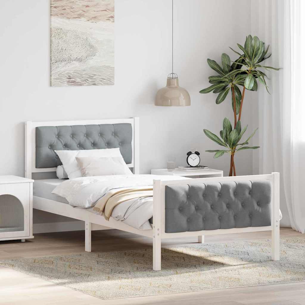 Krevetna konstrukcija s uzglavljem Svijetlo siva 90 x 200 cm
