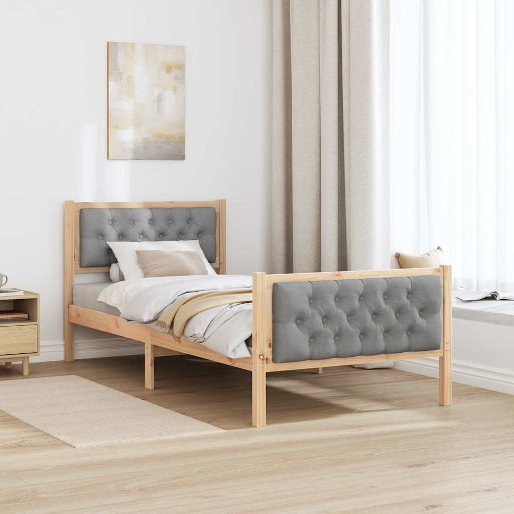 Krevetna konstrukcija s uzglavljem Svijetlo siva 90 x 190 cm