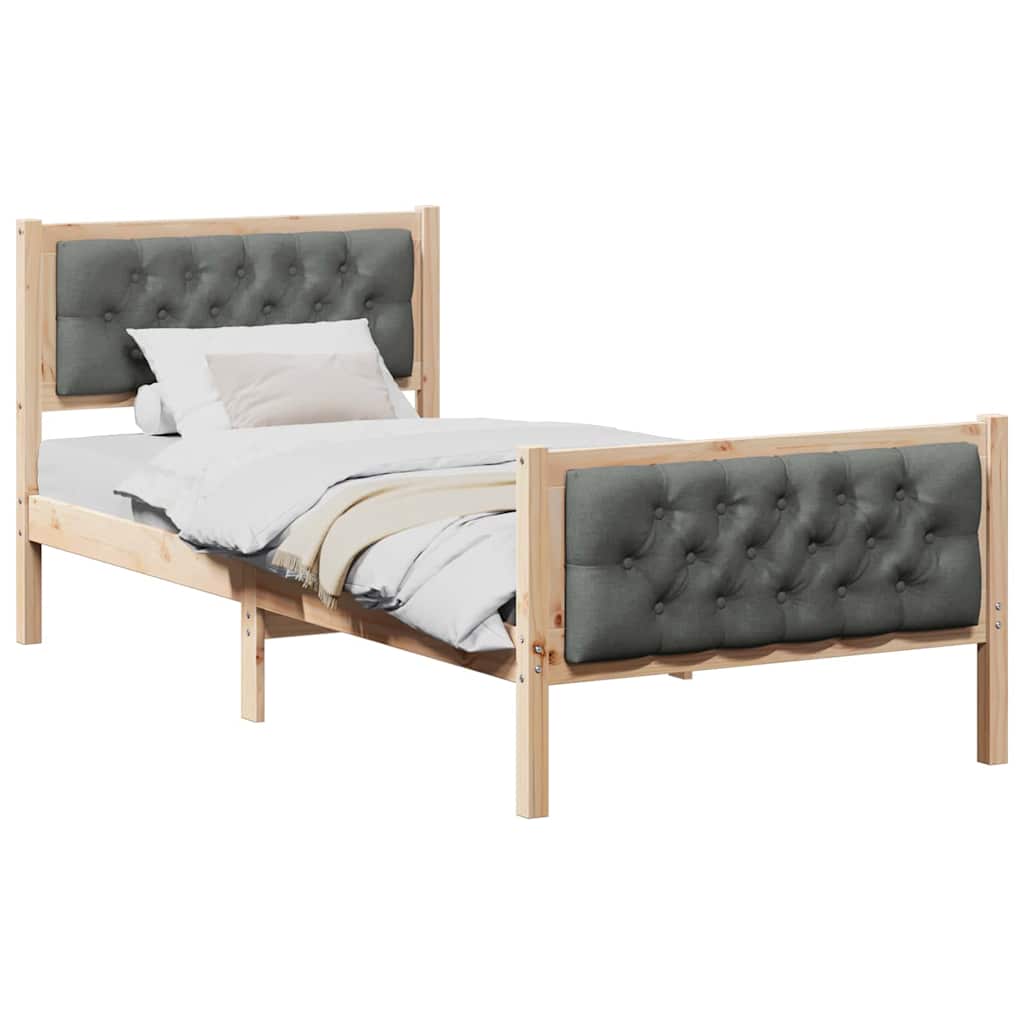 Krevetna konstrukcija Tamno siva 90 x 190 cm Čvrsto borovo drvo