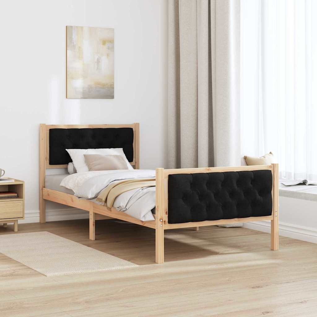 Krevetna konstrukcija Crna 90 x 190 cm Čvrsto borovo drvo