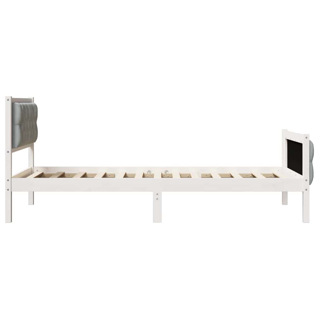 Krevetna konstrukcija s uzglavljem Svijetlo siva 90 x 190 cm Bijela