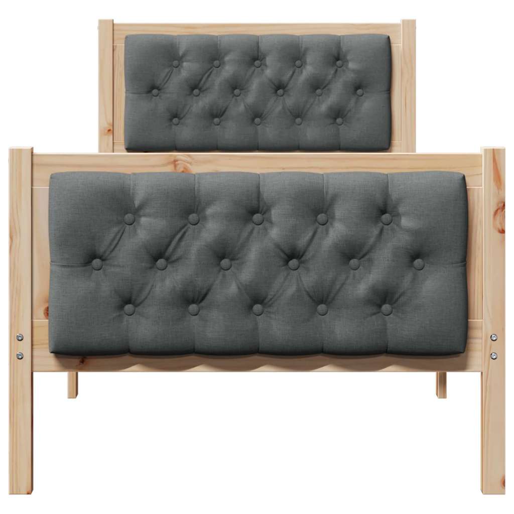 Krevetna konstrukcija Tamno siva 75 x 190 cm Čvrsto borovo drvo