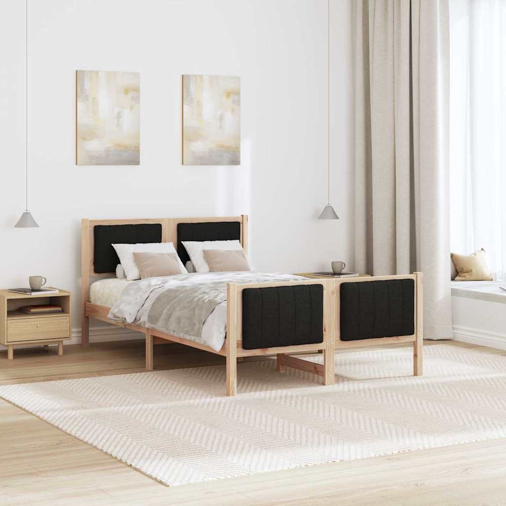 Okvir kreveta Smeđa i crna 120 x 200 cm Masivna borovina