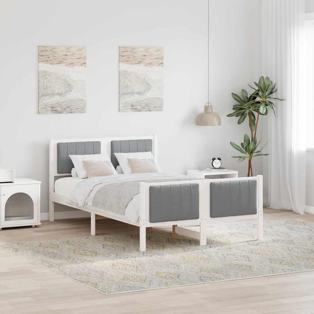 Okvir kreveta s uzglavljem Bijela i svijetlosiva 120 x 200 cm