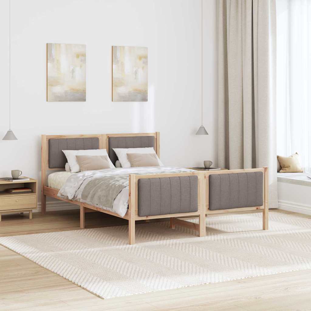 Okvir kreveta Smeđa i taupe 135 x 190 cm Masivna borovina