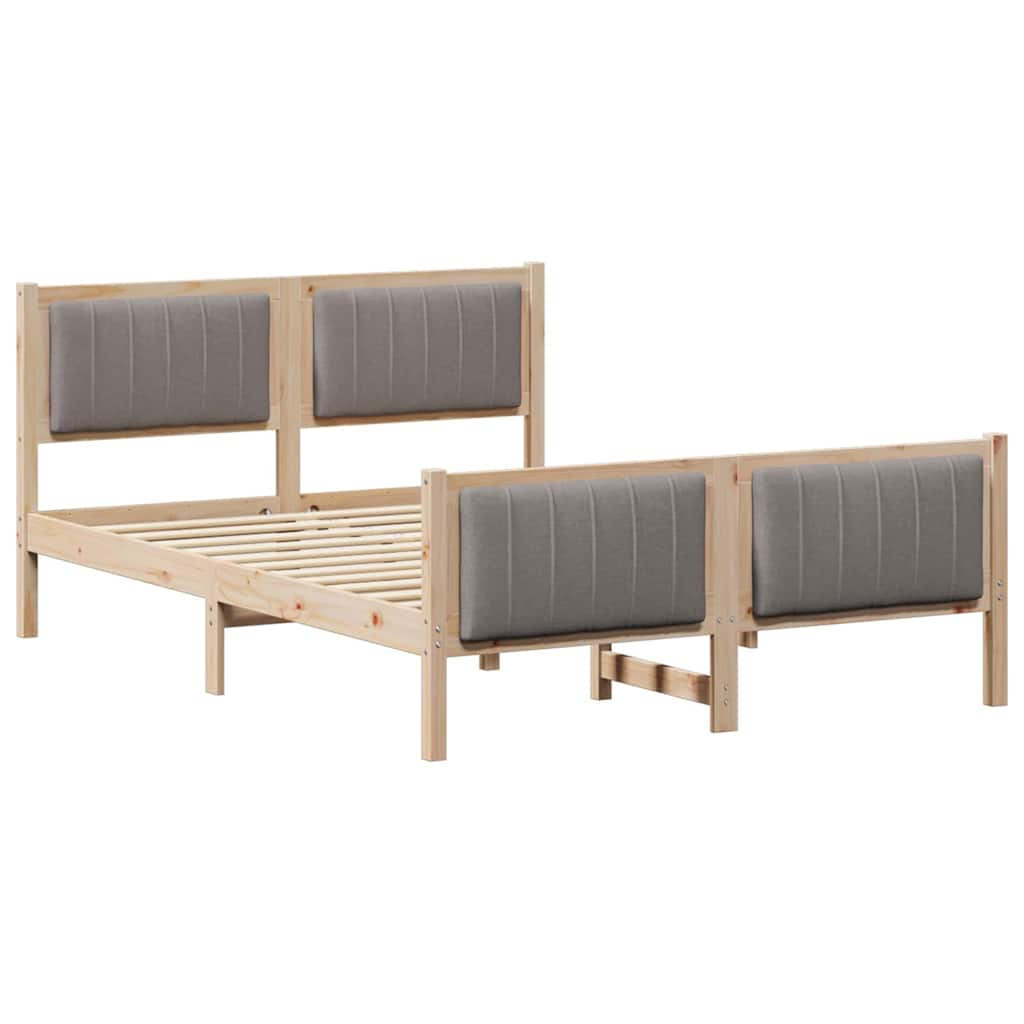 Okvir kreveta Smeđa i taupe 135 x 190 cm Masivna borovina