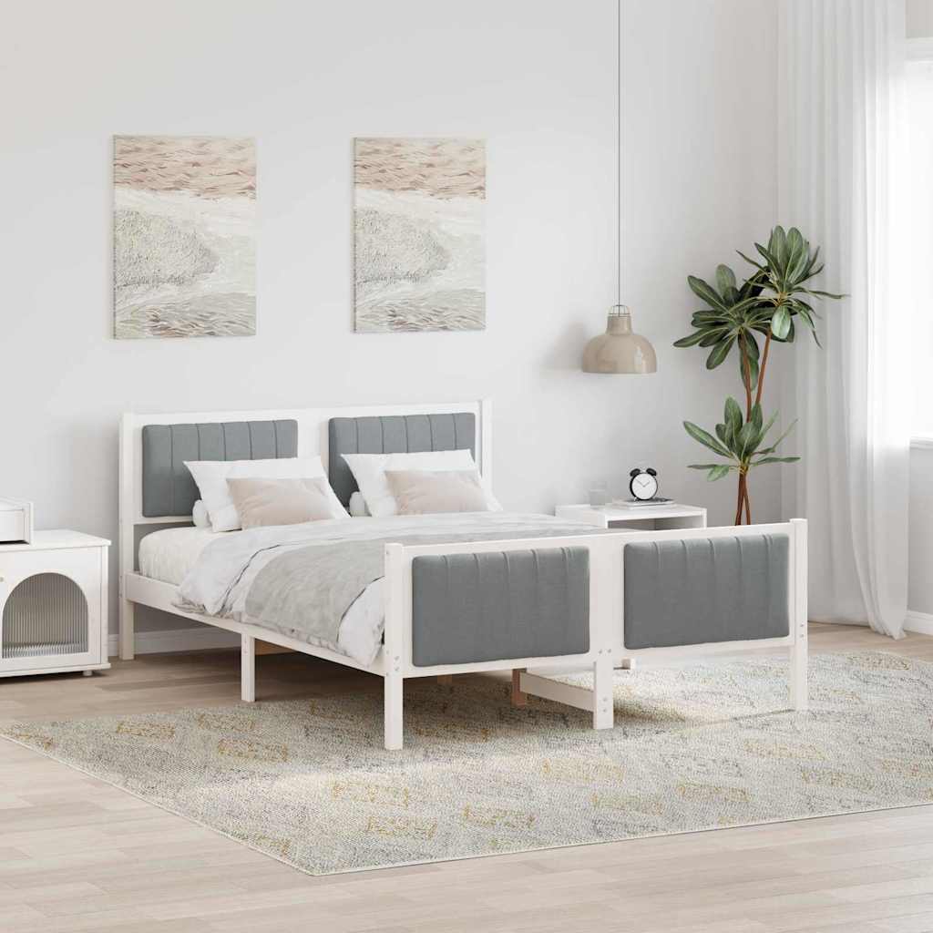 Okvir kreveta s uzglavljem Bijela i svijetlosiva 135 x 190 cm