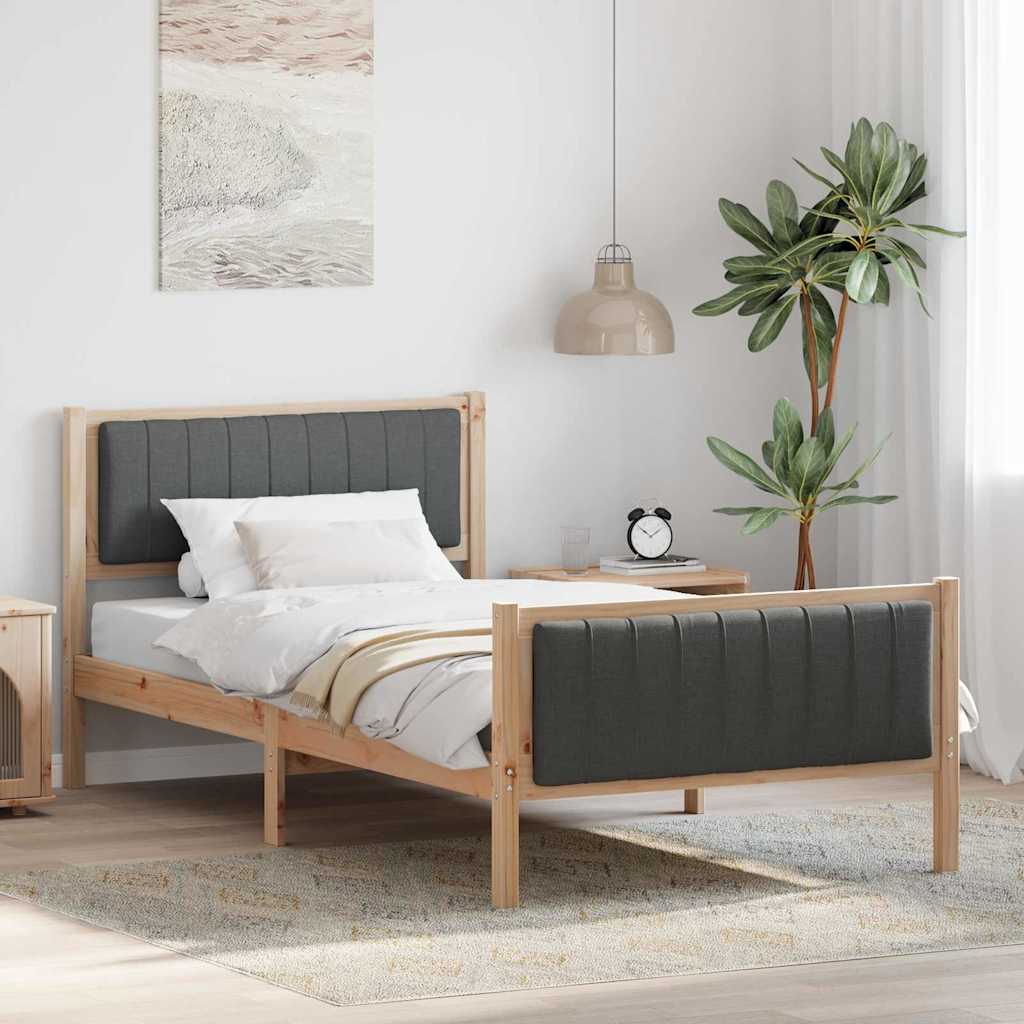 Okvir kreveta smeđe i tamnosivo 100 x 200 cm Masivna borovina