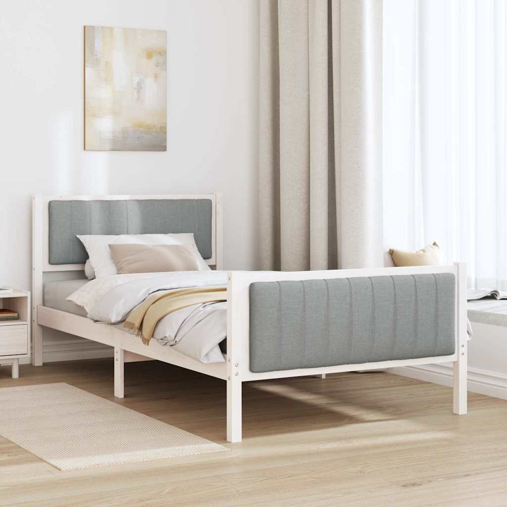 Okvir kreveta s uzglavljem Bijela i svijetlosiva 100 x 200 cm