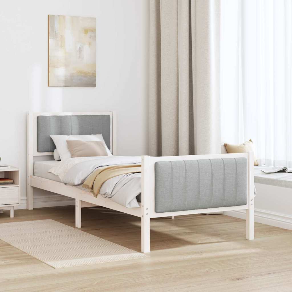 Okvir kreveta s uzglavljem Bijela i svijetlosiva 80 x 200 cm