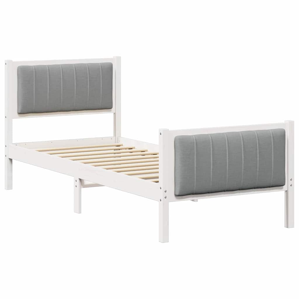 Okvir kreveta s uzglavljem Bijela i svijetlosiva 80 x 200 cm