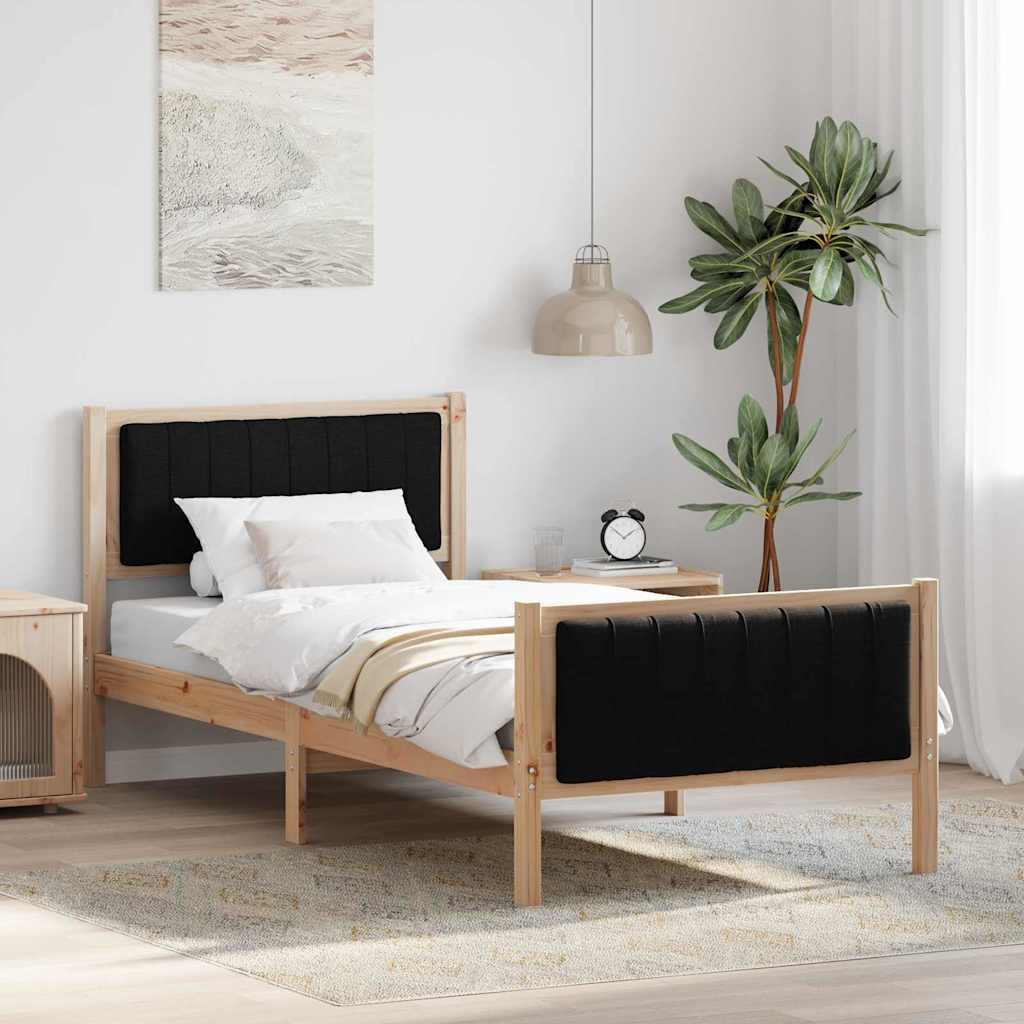 Okvir kreveta Smeđa i crna 90 x 190 cm Masivna borovina