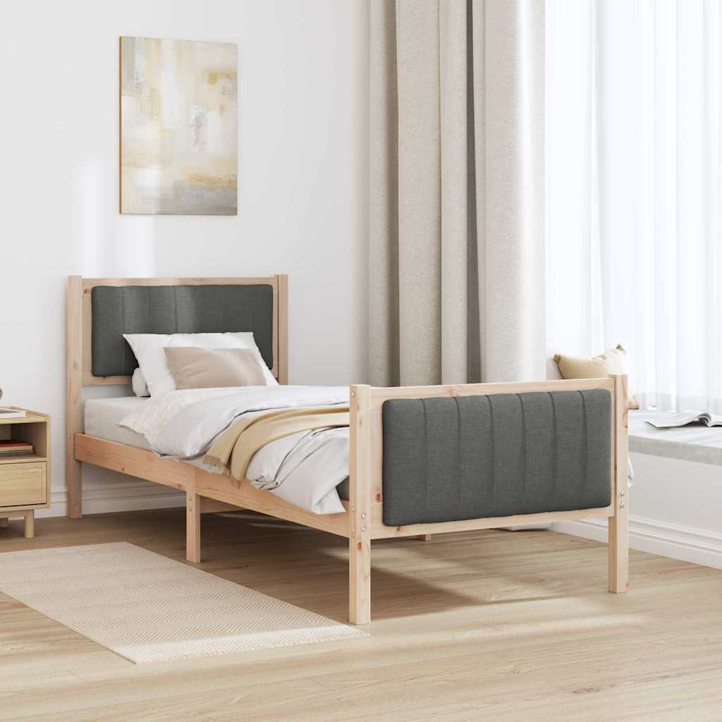 Okvir kreveta smeđe i tamnosivo 75 x 190 cm Masivna borovina