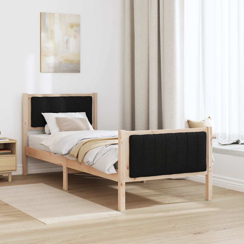 Okvir kreveta Smeđa i crna 75 x 190 cm Masivna borovina