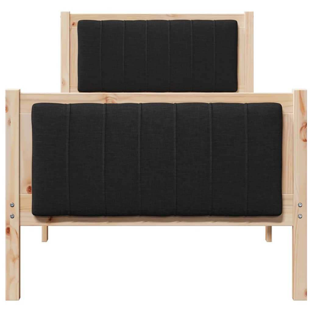 Okvir kreveta Smeđa i crna 75 x 190 cm Masivna borovina