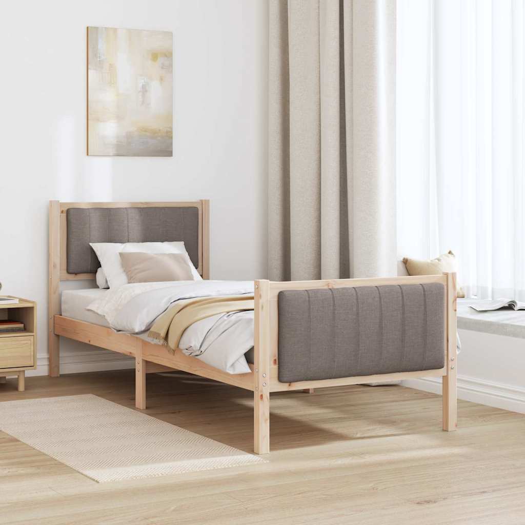Okvir kreveta Smeđa i taupe 75 x 190 cm Masivna borovina
