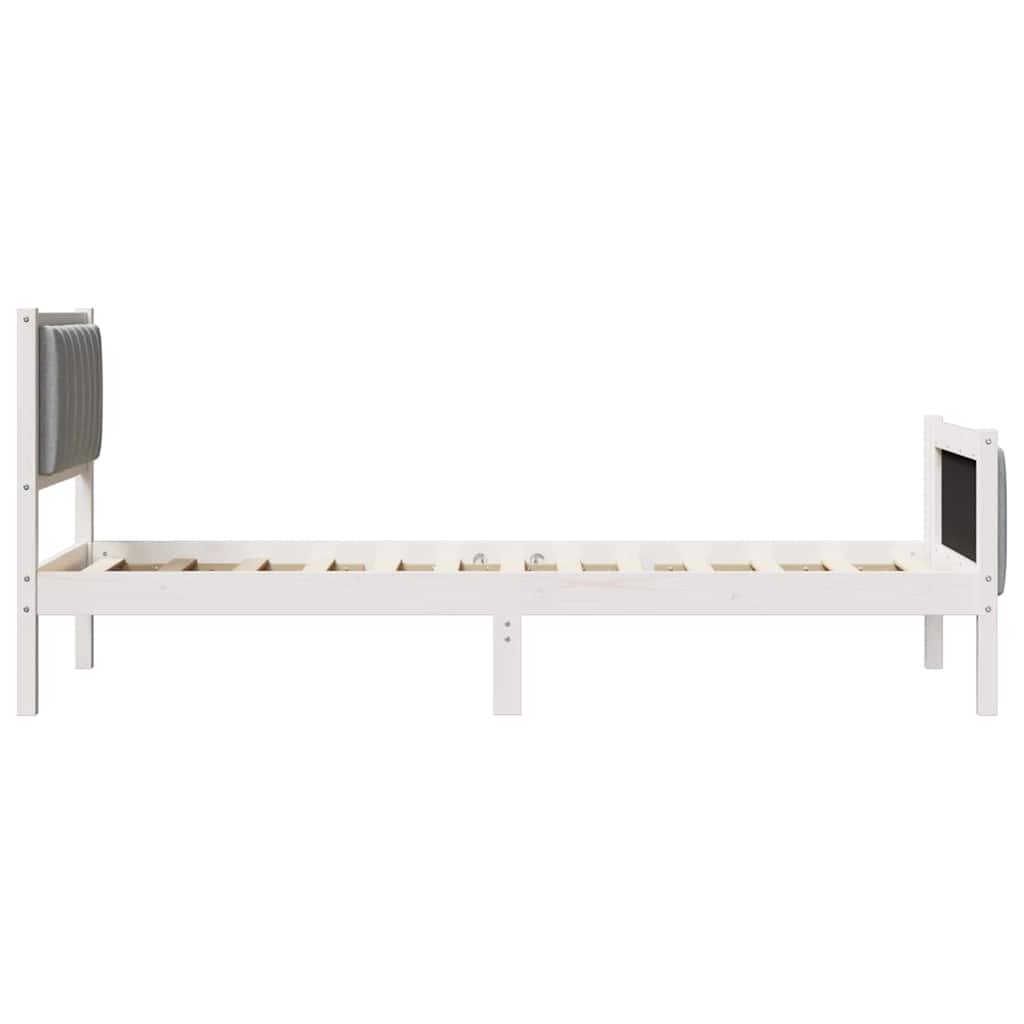 Okvir kreveta s uzglavljem Bijela i svijetlosiva 75 x 190 cm