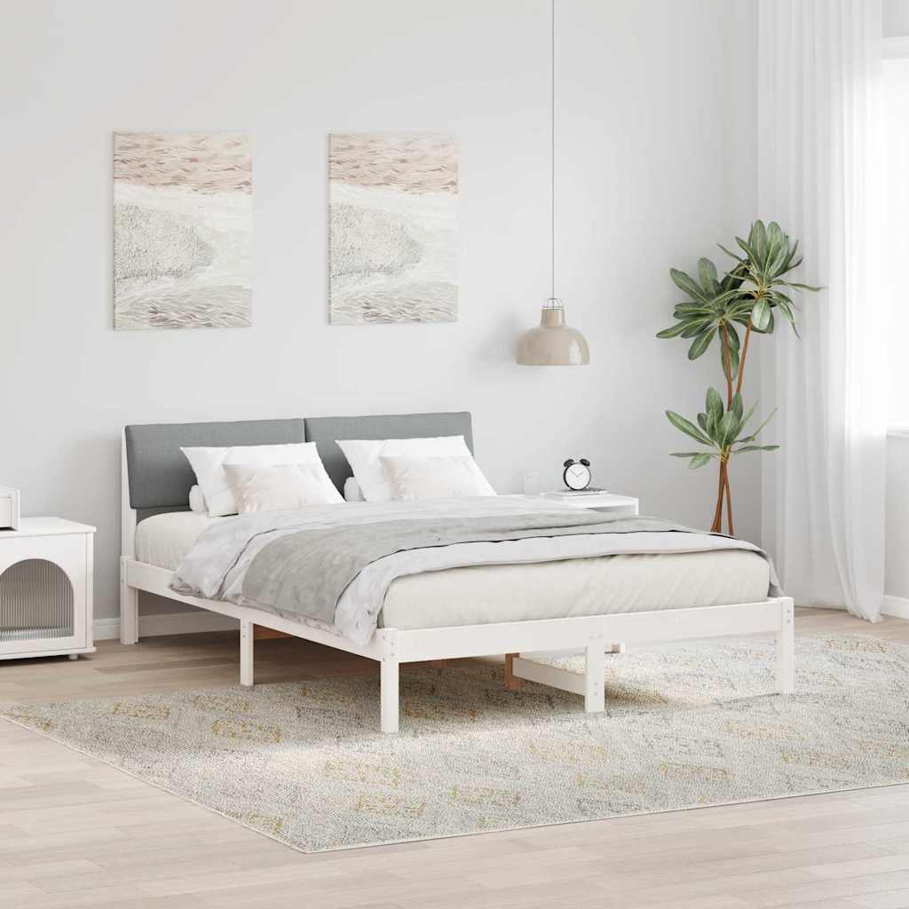 Okvir kreveta s uzglavljem Bijela i svijetlosiva 160 x 200 cm