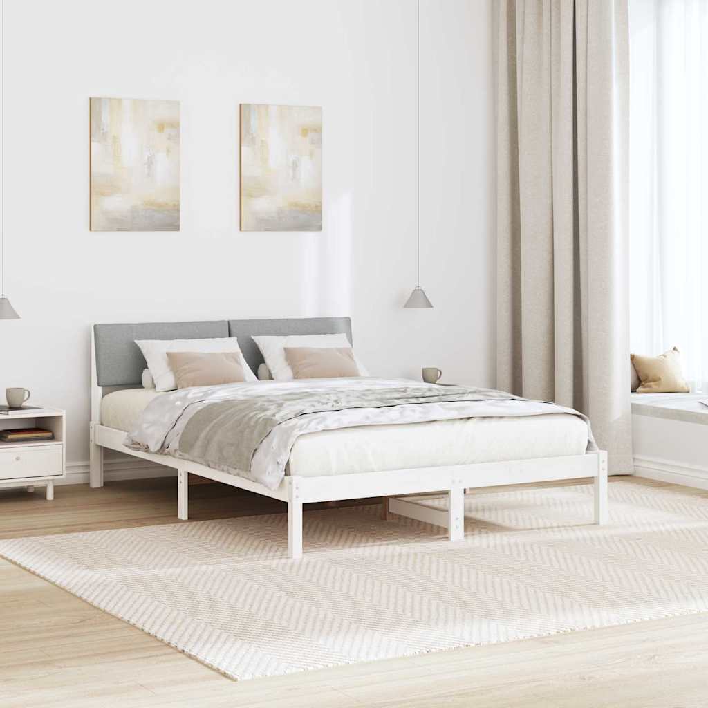 Okvir kreveta s uzglavljem Bijela i svijetlosiva 160 x 200 cm