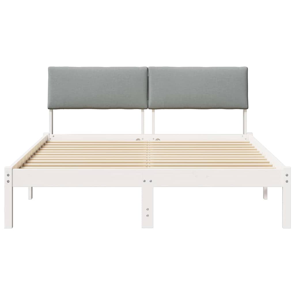 Okvir kreveta s uzglavljem Bijela i svijetlosiva 160 x 200 cm