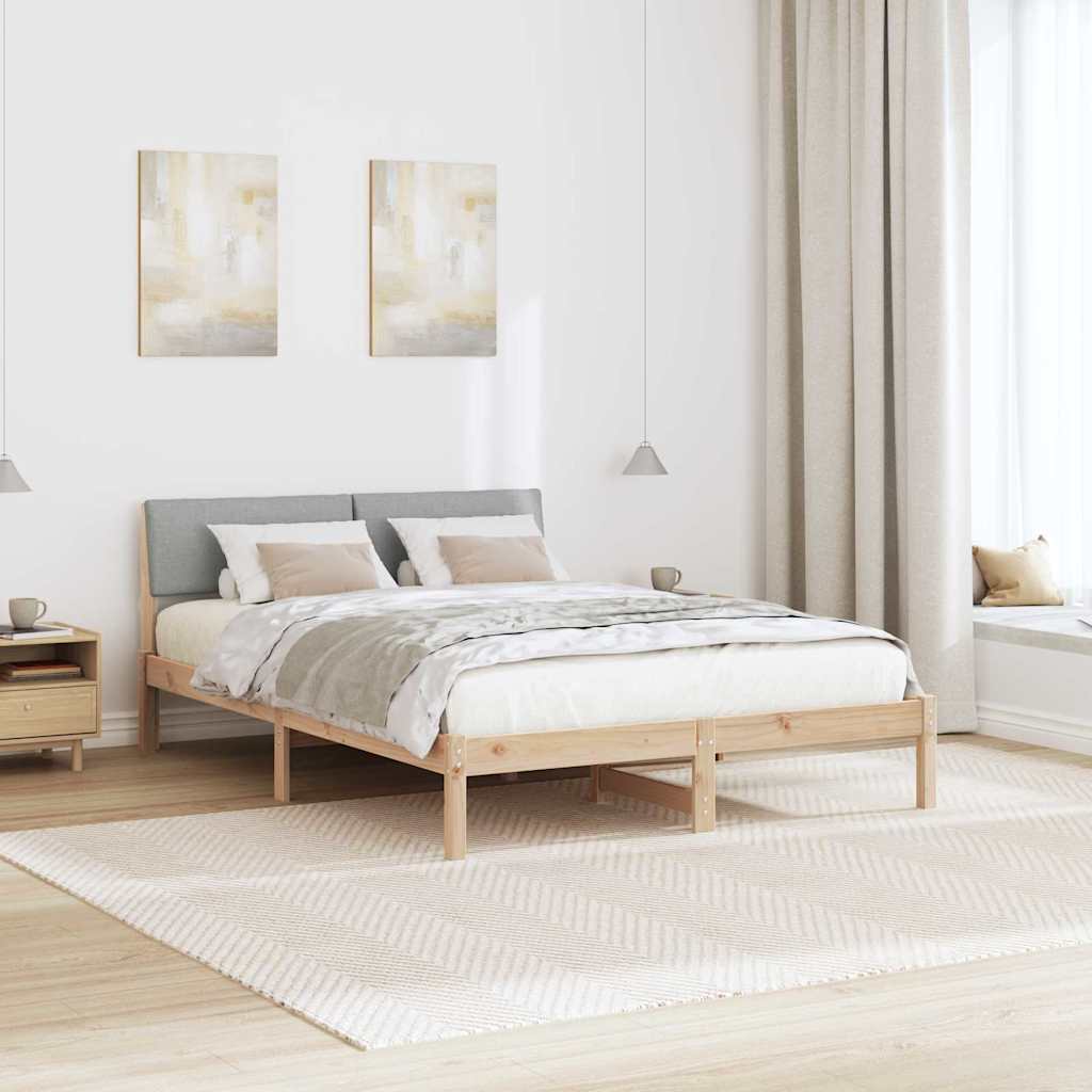 Okvir kreveta s uzglavljem Smeđa i svijetlo siva 140 x 200 cm