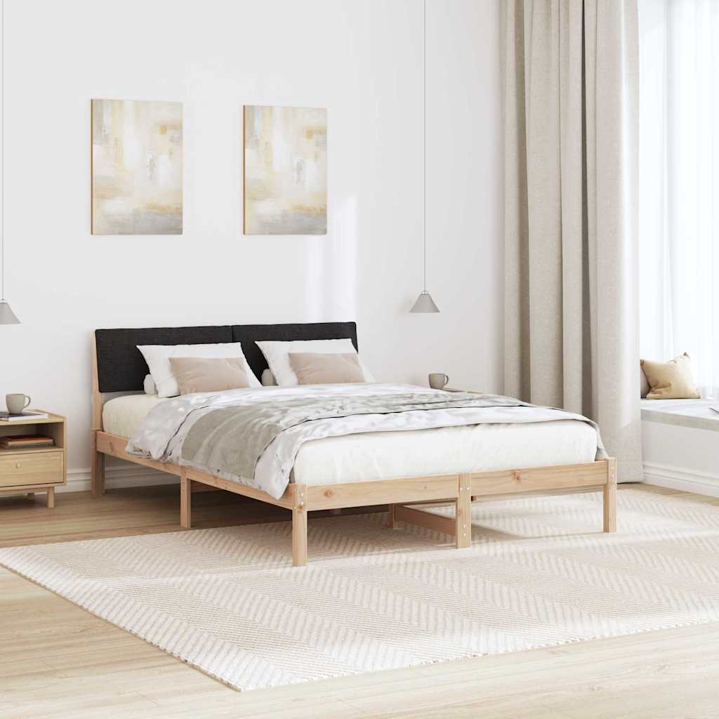 Okvir kreveta Smeđa i crna 140 x 200 cm Masivna borovina