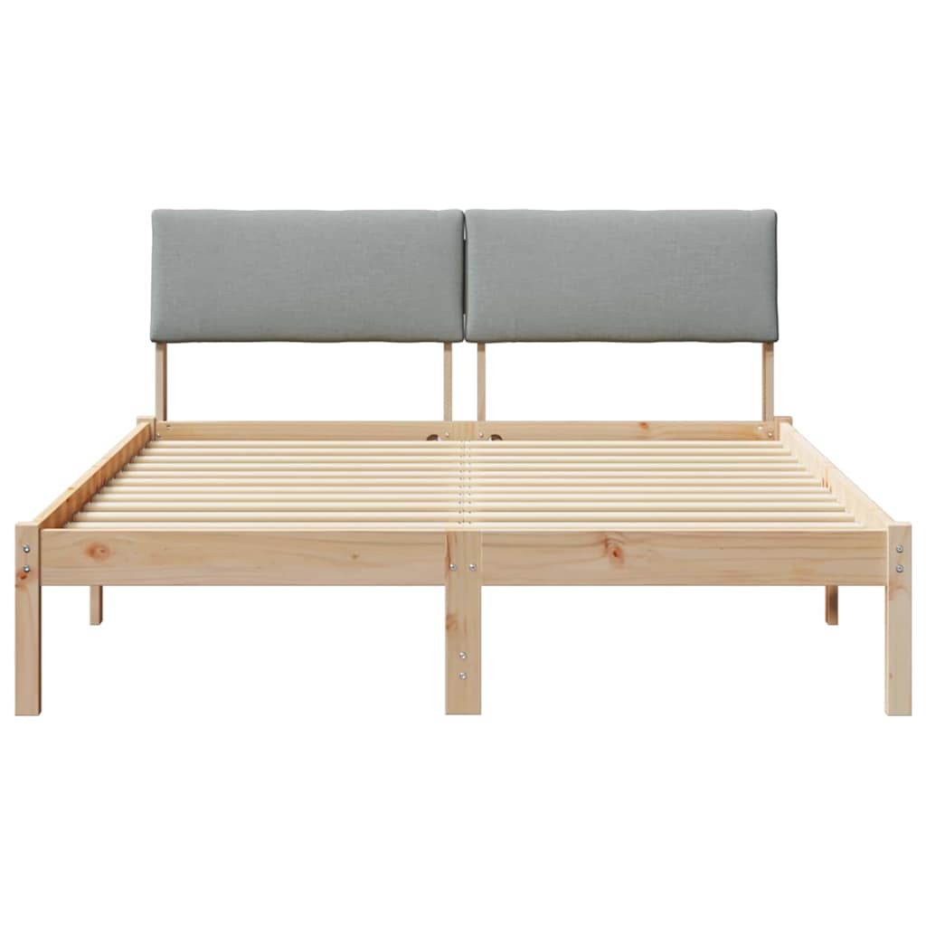 Okvir kreveta s uzglavljem Smeđa i svijetlo siva 140 x 190 cm