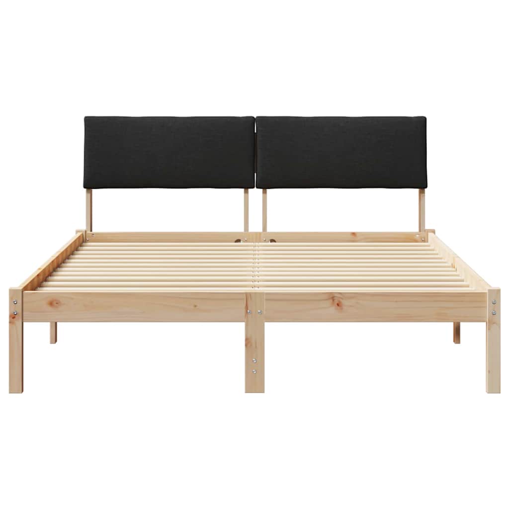 Okvir kreveta Smeđa i crna 140 x 190 cm Masivna borovina
